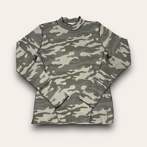 BKE Camouflage Waffle Knit Mockneck Top Size Large
